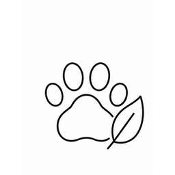 Paw print beside a leaf